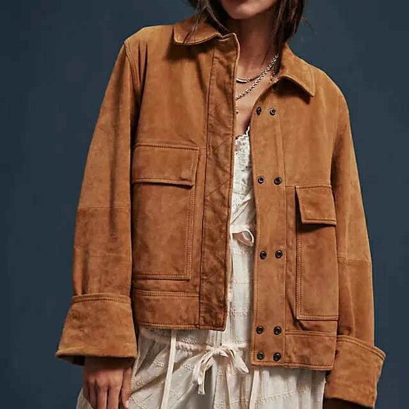 We The Free NWT Suzy Suede Jacket in Classic Camel - Size Small - Picture 1 of 2